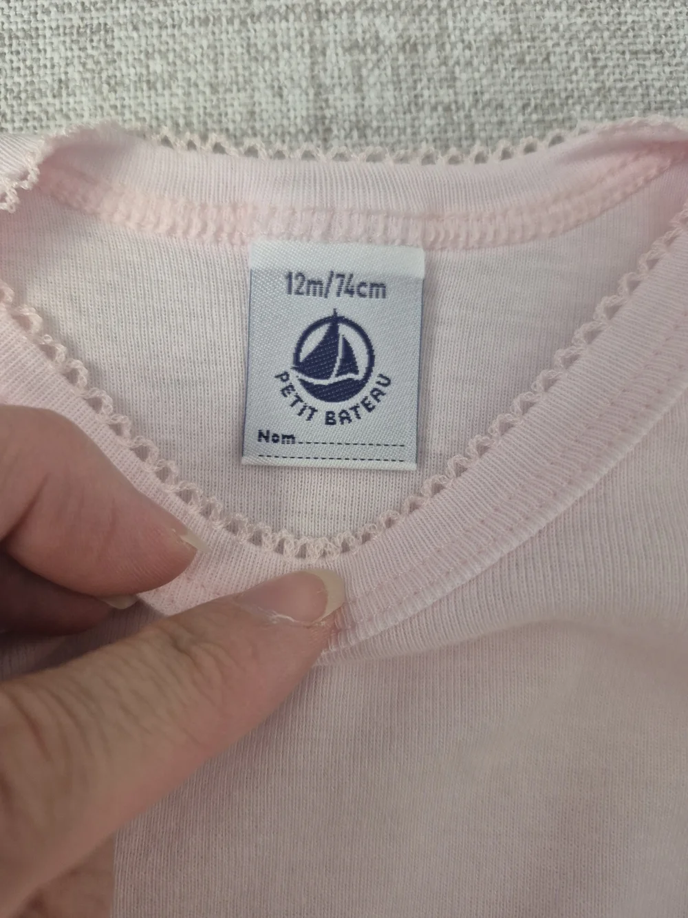 Petit Bateau Baby Girl 2 Pack Short Sleeve Picot Trim Bodysuits 12M
